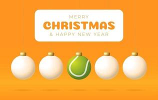 tennis joyeux noël et bonne année carte de voeux sport vecteur