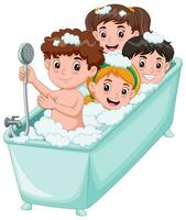 peu des gamins prendre une une baignoire dans le baignoire. vecteur illustration