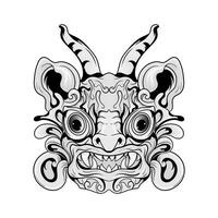 monstre barong culture illustration dans noir et blanche. illustration bien pour tatouages et T-shirt vêtements conception vecteur