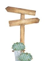 panneau en bois aquarelle avec cactus. vecteur