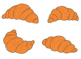 français ensemble avec délicieux Frais des croissants pour petit déjeuner et dessert. boulangerie vecteur icône