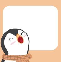 hiver mignon de pingouin de tête avec le signe blanc vecteur