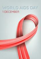 sida conscience mois. rouge ruban, acrylique brosse dans le forme de enregistrer. vecteur illustration