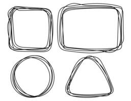 4 main tiré géométrique formes, main dessiné, isolé sur blanc arrière-plan, vecteur illustration.