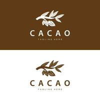 Chocolat haricot logo, Chocolat plante conception avec Facile la graine feuille et tige concept, pour affaires l'image de marque vecteur