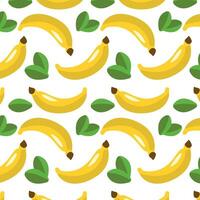 banane modèle sur une transparent Contexte dans le style de plat vecteur graphique, citron et vert feuilles