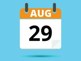 29 août. plat icône calendrier isolé sur bleu Contexte. vecteur illustration.