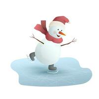 bonhomme de neige patins sur glace. vecteur illustration