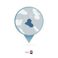 carte épingle avec détaillé carte de Irak et voisin des pays. vecteur