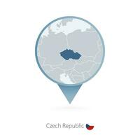 carte épingle avec détaillé carte de tchèque république et voisin des pays. vecteur
