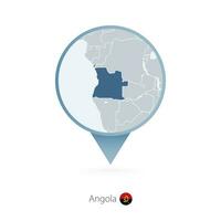 carte épingle avec détaillé carte de angola et voisin des pays. vecteur