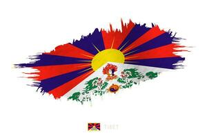 peint coup de pinceau drapeau de Tibet avec agitant effet. vecteur