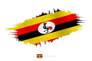 peint coup de pinceau drapeau de Ouganda avec agitant effet. vecteur