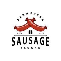 saucisse logo, saucisse nourriture gril vecteur, Facile rétro ancien conception restaurant inspiration vecteur