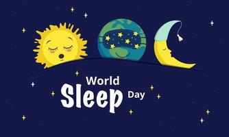 icônes endormies de la planète terre, de la lune et du soleil vecteur