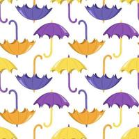 modèle sans couture avec des parapluies jaunes et violets vifs vecteur