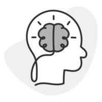 un icône avec une personne profil avec une cerveau à l'intérieur, symbolisant intelligence, la matière grise, et une réfléchi individuel. vecteur