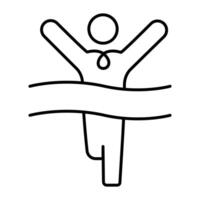 un icône représentant une la personne dans une fonctionnement pose traversée une gagnant ruban, symbolisant le course à la victoire et réalisation succès. vecteur
