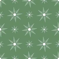 une simple, sans couture modèle de blanc flocons de neige sur une vert Contexte. vecteur illustration pour cartes, bannières, dépliants, affiches, textile, emballage papier. Noël et Nouveau an.