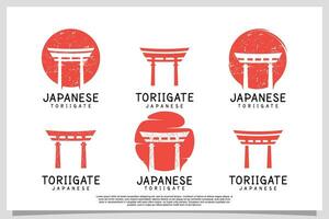 ensemble paquet Japonais torii porte logo conception modèle avec Créatif concept prime vecteur