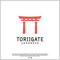 Japonais torii porte logo conception modèle avec Créatif concept prime vecteur