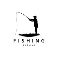 pêcheur pêche logo, Facile Extérieur pêche homme silhouette modèle conception vecteur