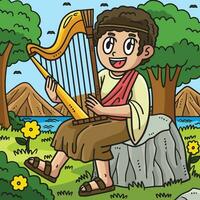 Christian David en jouant le harpe coloré dessin animé vecteur