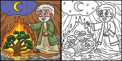Christian Moïse et le brûlant buisson illustration vecteur