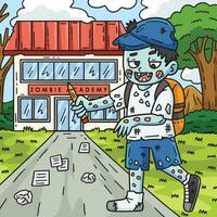 zombi avec une école sac et chapeau coloré dessin animé vecteur