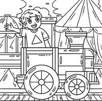 cirque enfant dans train coloration page pour des gamins vecteur