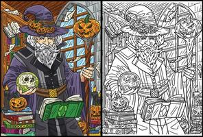 Halloween sorcier coloration page illustration vecteur