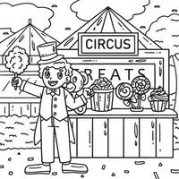 cirque vendeur coloration page pour des gamins vecteur