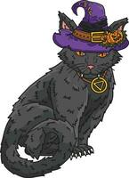 Halloween chat avec une chapeau dessin animé coloré clipart vecteur