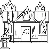 brûlant maison isolé coloration page pour des gamins vecteur