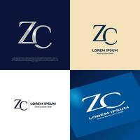 zc initiale caractères moderne luxe logo modèle pour affaires vecteur