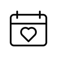 calendrier avec cœur symbole, la Saint-Valentin jour, anniversaire Date icône dans ligne style conception isolé sur blanc Contexte. modifiable accident vasculaire cérébral. vecteur