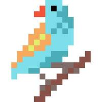 oiseau dessin animé icône dans pixel style vecteur