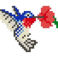 oiseau dessin animé icône dans pixel style vecteur