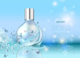 Illustration vectorielle d&#39;un parfum de style réaliste dans une bouteille en verre. vecteur
