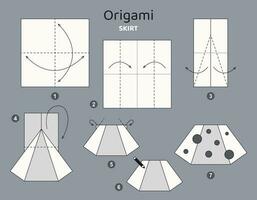 jupe origami schème Didacticiel en mouvement modèle. origami pour enfants. étape par étape Comment à faire une mignonne origami vêtements. vecteur illustration.