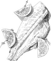 citron filet poisson plat esquisser illustration vecteur