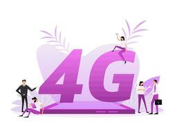 4g sim carte. 4g La technologie Contexte. plat style personnages vecteur