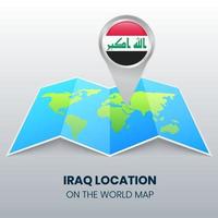 icône de localisation de l'irak sur la carte du monde, icône de broche ronde de l'irak vecteur