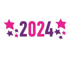 2024 Nouveau année vacances abstrait rose et violet graphique conception vecteur logo symbole illustration