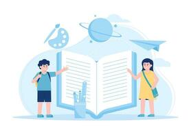 éducation concept de étoiles papeterie planètes pour les enfants concept plat illustration vecteur