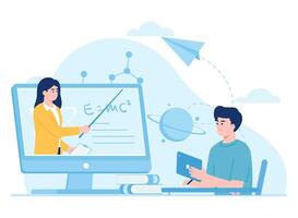 homme en train d'étudier mathématiques via le l'Internet concept plat illustration vecteur