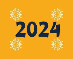 2024 Nouveau année vacances abstrait graphique bleu et blanc conception vecteur logo symbole illustration avec Jaune Contexte