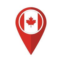 drapeau de Canada drapeau sur carte localiser icône isolé rouge Couleur vecteur