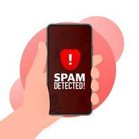 rouge Spam détectée icône. Hameçonnage escroquer. le piratage concept. cyber Sécurité concept. alerte message vecteur