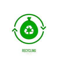 déchets recyclage icône. des ordures sac dans plat style. vecteur illustration.
